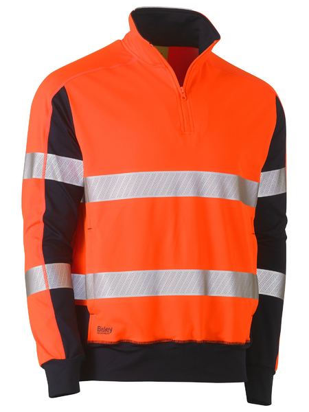 BK6817T-Taped Two Tone Hi Vis Contrast Stretchy 1/4 Zip Pullover
