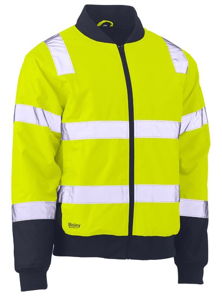 BJ6730T-Taped Two Tone Hi Vis Bomber Jacketwith Padded Lining