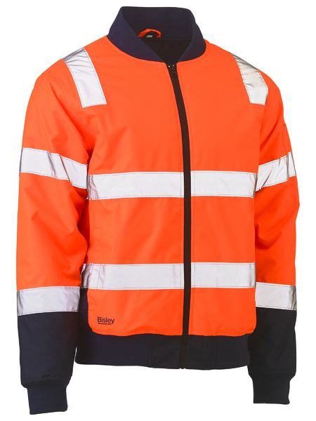 BJ6730T-Taped Two Tone Hi Vis Bomber Jacketwith Padded Lining