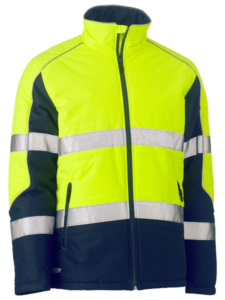 BJ6829T-Taped Hi Vis Puffer Jacket With Stand Collar