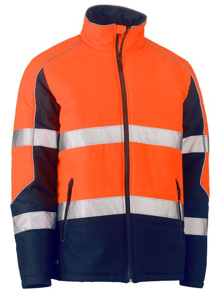 BJ6829T-Taped Hi Vis Puffer Jacket With Stand Collar