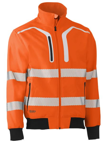 BJ6979T-Taped Hi Vis Soft Shell Bomber Jacket