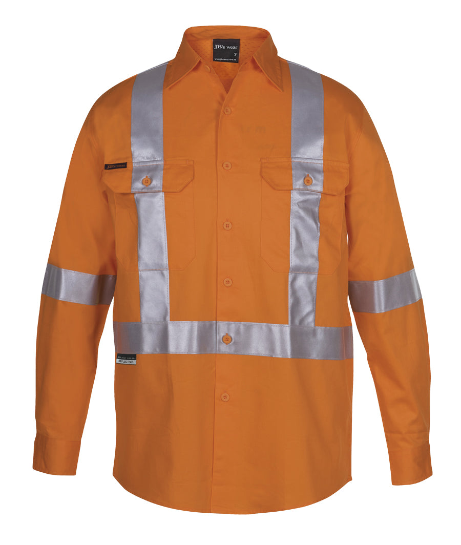 6DCBL-Jb's Hv (D+N) L/S 150G Cross Back Tape Shirt