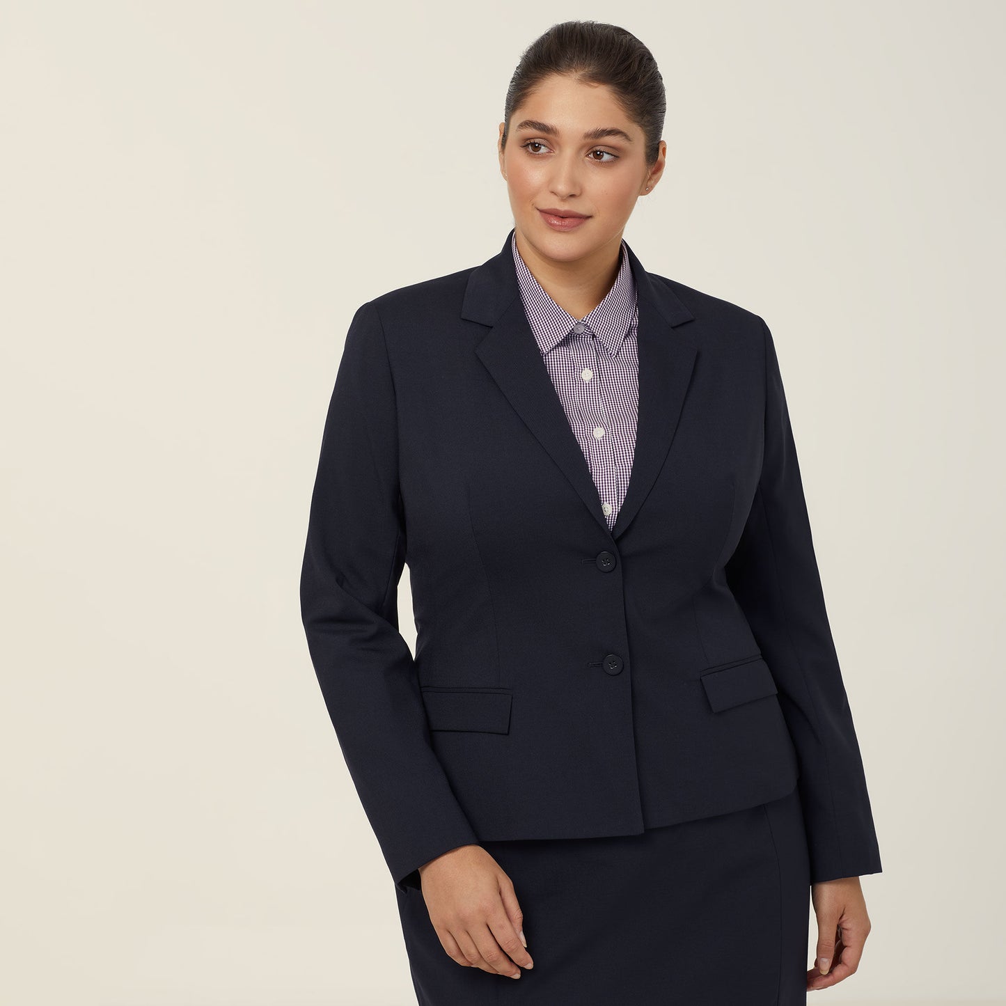 CAT1BA-STRETCH WOOL BLEND 2 BUTTON MID-LENGTH JACKET