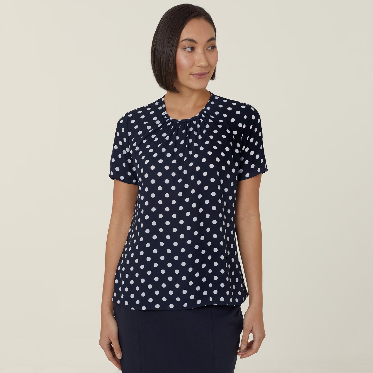 CATUKF-GEORGIE SHORT SLEEVE POLKA DOT BLOUSE
