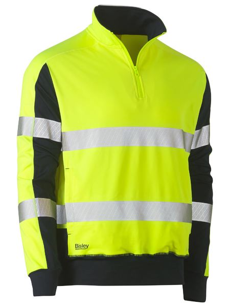 BK6817T-Taped Two Tone Hi Vis Contrast Stretchy 1/4 Zip Pullover