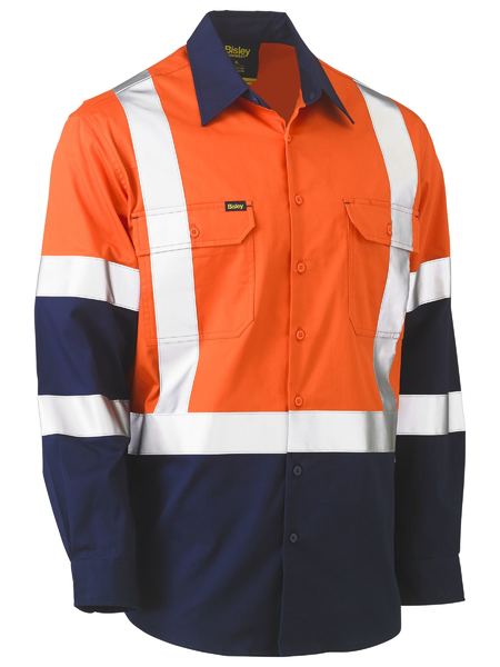 BS6696XT-X Taped Biomotion Two Tone Hi Vis Lightweight Drill Shirt