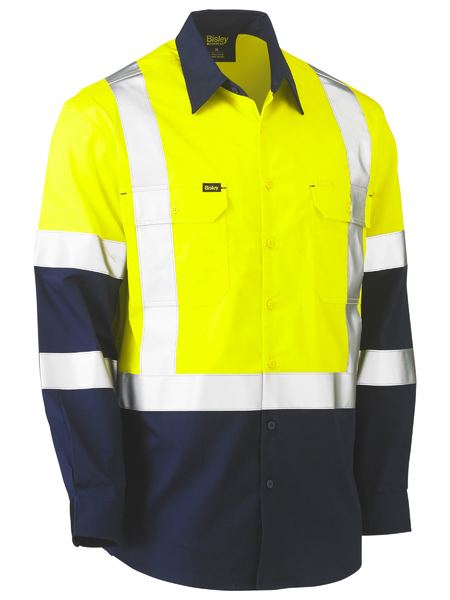 BS6696XT-X Taped Biomotion Two Tone Hi Vis Lightweight Drill Shirt