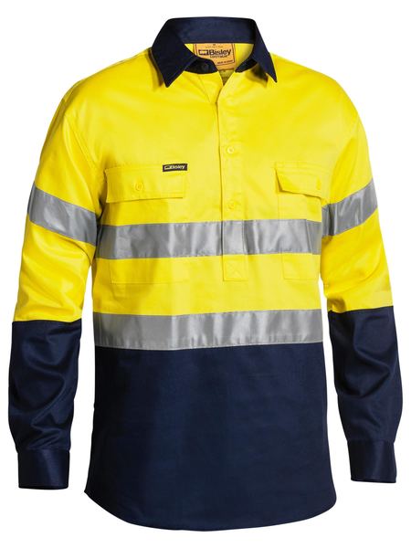 BTC6456-Taped Hi Vis Closed Front Drill Shirt