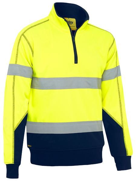 BK6987T-Taped Hi Vis 1/4 Zip Fleece Pullover With Sherpa Lining