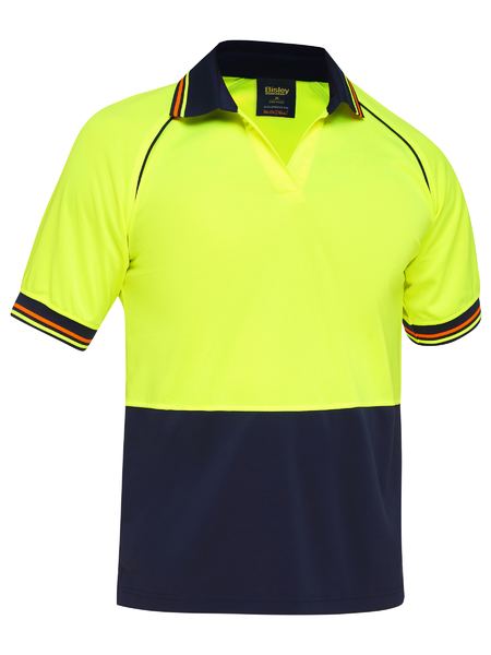 BK1440-TWO TONE HI VIS V-NECK POLOSHIRT SHORT SLEEVE