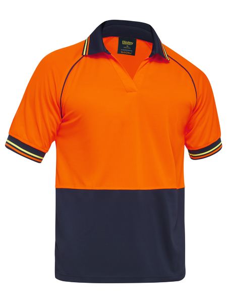 BK1440-TWO TONE HI VIS V-NECK POLOSHIRT SHORT SLEEVE