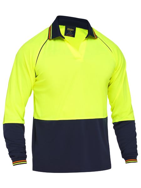 BK6440-TWO TONE HI VIS V-NECK POLOSHIRT LONG SLEEVE