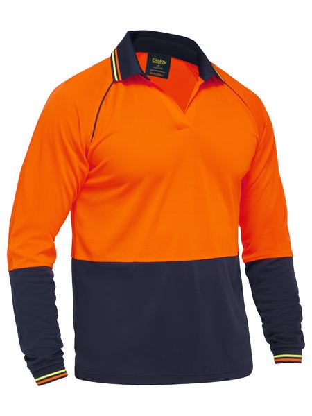 BK6440-TWO TONE HI VIS V-NECK POLOSHIRT LONG SLEEVE