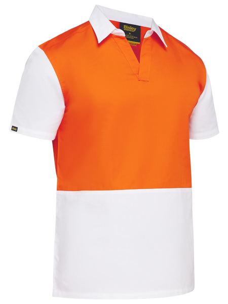 BS1405-TWO TONE HI VIS V-NECK SHIRT SHORT SLEEVE