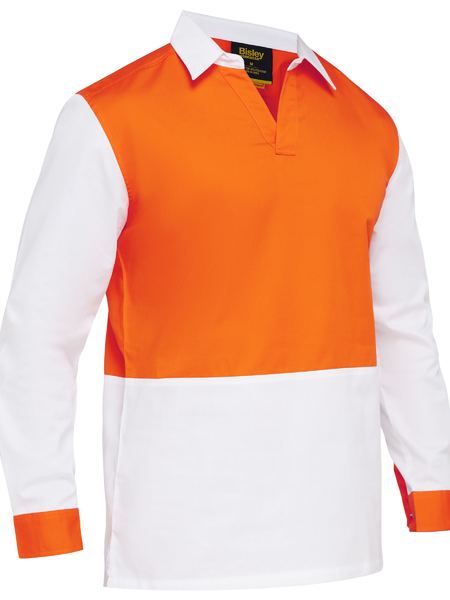 BS6405-TWO TONE HI VIS V-NECK SHIRT LONG SLEEVE