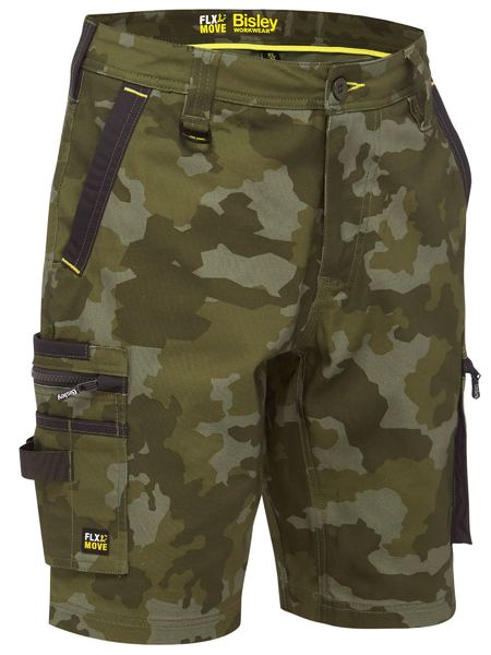 BSHC1337-FLX & MOVE™ STRETCH CANVAS CAMO CARGO SHORT