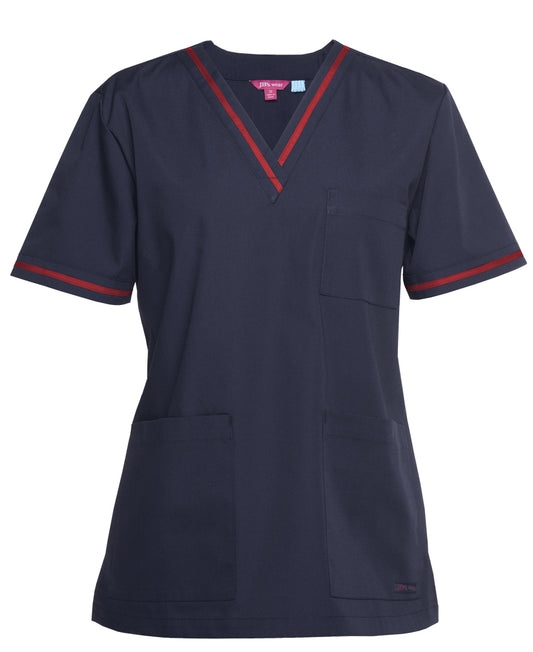 4SCT1-Jb's Contrast Ladies Scrubs Top