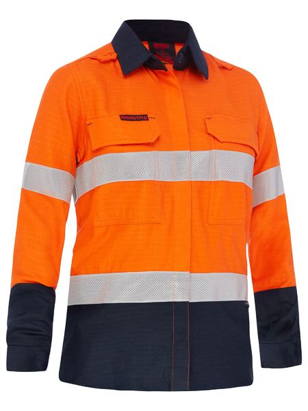 BL8338T-WOMEN’S TAPED HI VIS LW FR RIPSTOP VENTED SHIRT (APEX 160)