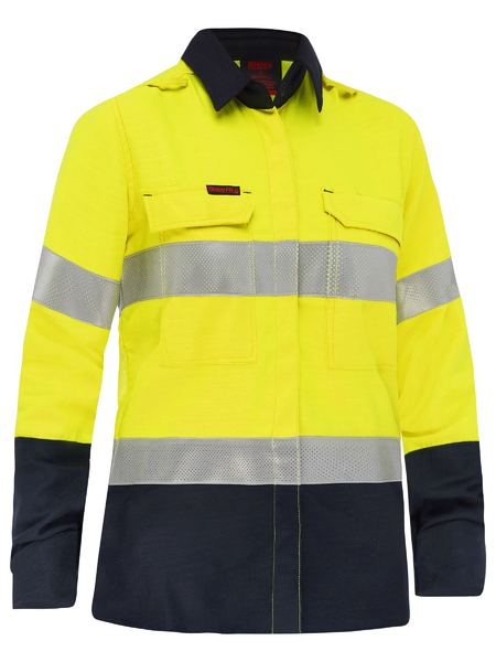 BL8338T-WOMEN’S TAPED HI VIS LW FR RIPSTOP VENTED SHIRT (APEX 160)