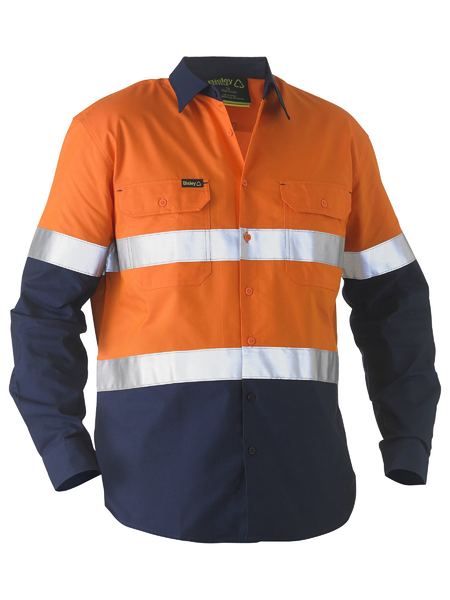 BS6996T-TAPED 2 TONE HI VIS RECYCLED DRILL SHIRT