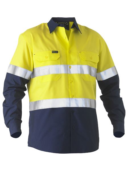 BS6996T-TAPED 2 TONE HI VIS RECYCLED DRILL SHIRT