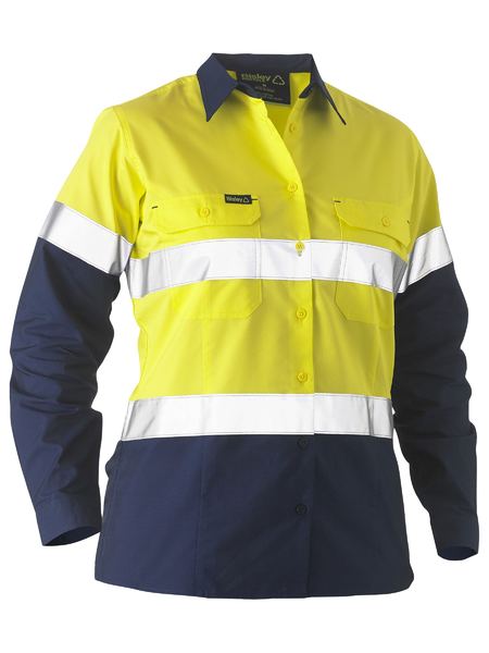 BL6996T-WOMEN’S TAPED 2 TONE HI VIS RECYCLED DRILL SHIRT