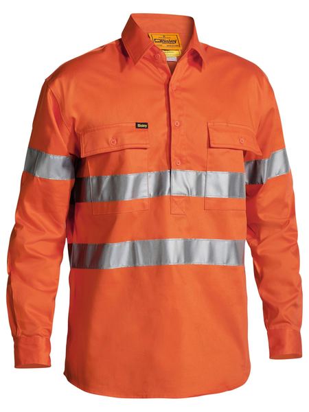 BTC6482-Closed Front Drill Shirt-Taped-Hi Vis