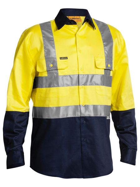 BS6267T-Contrast Drill Shirt-Taped-Hi Vis