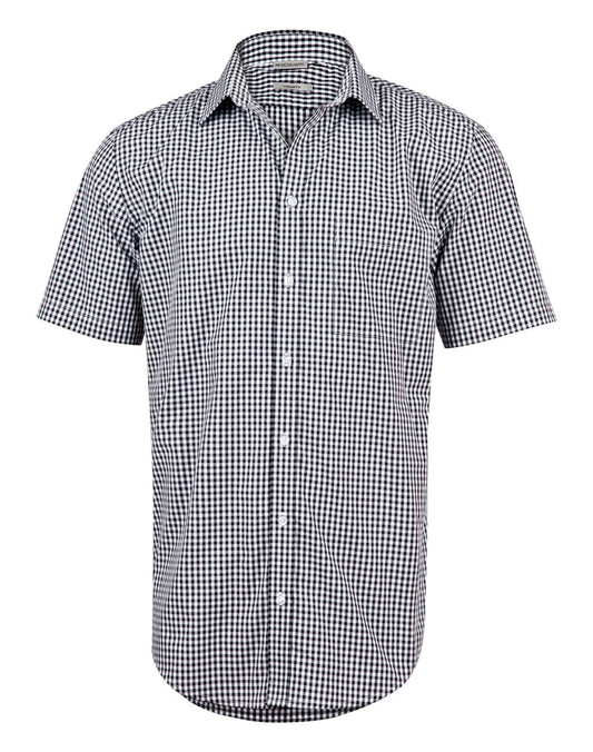 M7300S Men's Gingham Check Short Sleeve Shirt