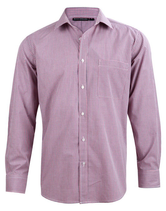 M7340L Men's Two Tone Mini Gingham Long Sleeve Shirt