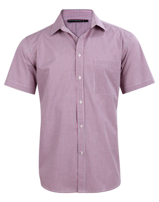 M7340S Men's Two Tone Mini Gingham Short Sleeve Shirt