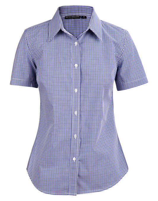 M8320S Ladies' Multi_Tone Check Short Sleeve Shirt