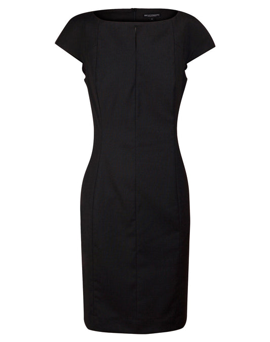 M9281 Ladies' Wool Blend Stretch Cap Sleeve Dress