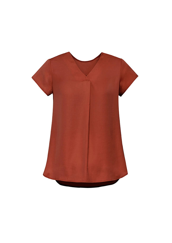 RB967LS-Kayla Womens V-neck Pleat Blouse