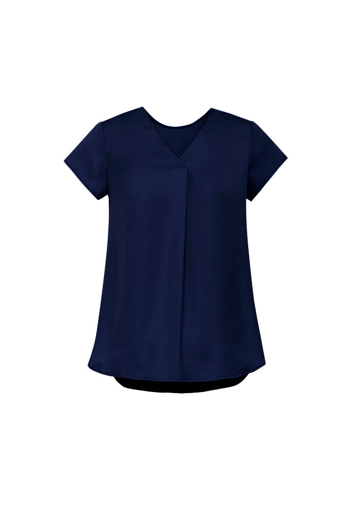 RB967LS-Kayla Womens V-neck Pleat Blouse