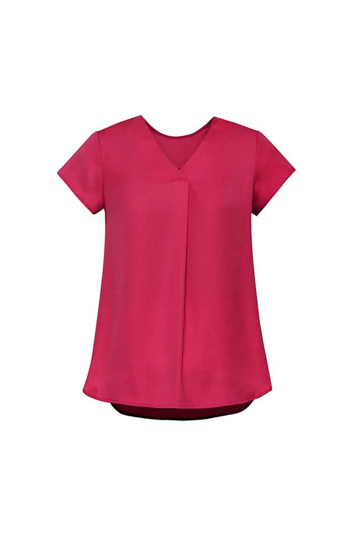 RB967LS-Kayla Womens V-neck Pleat Blouse