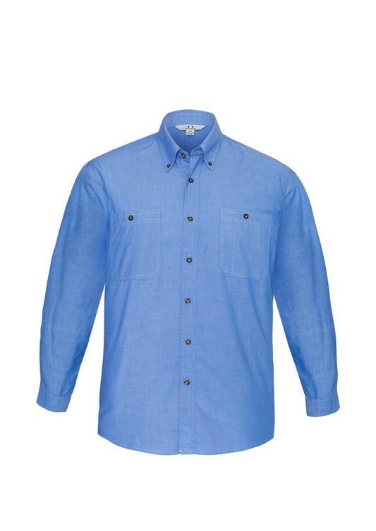 SH112-Mens Wrinkle Free Chambray Long Sleeve Shirt