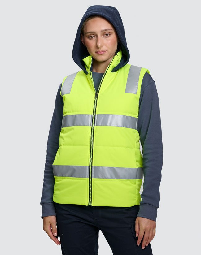 SW93 Unisex Hi Vis Hooded Puffer Vest