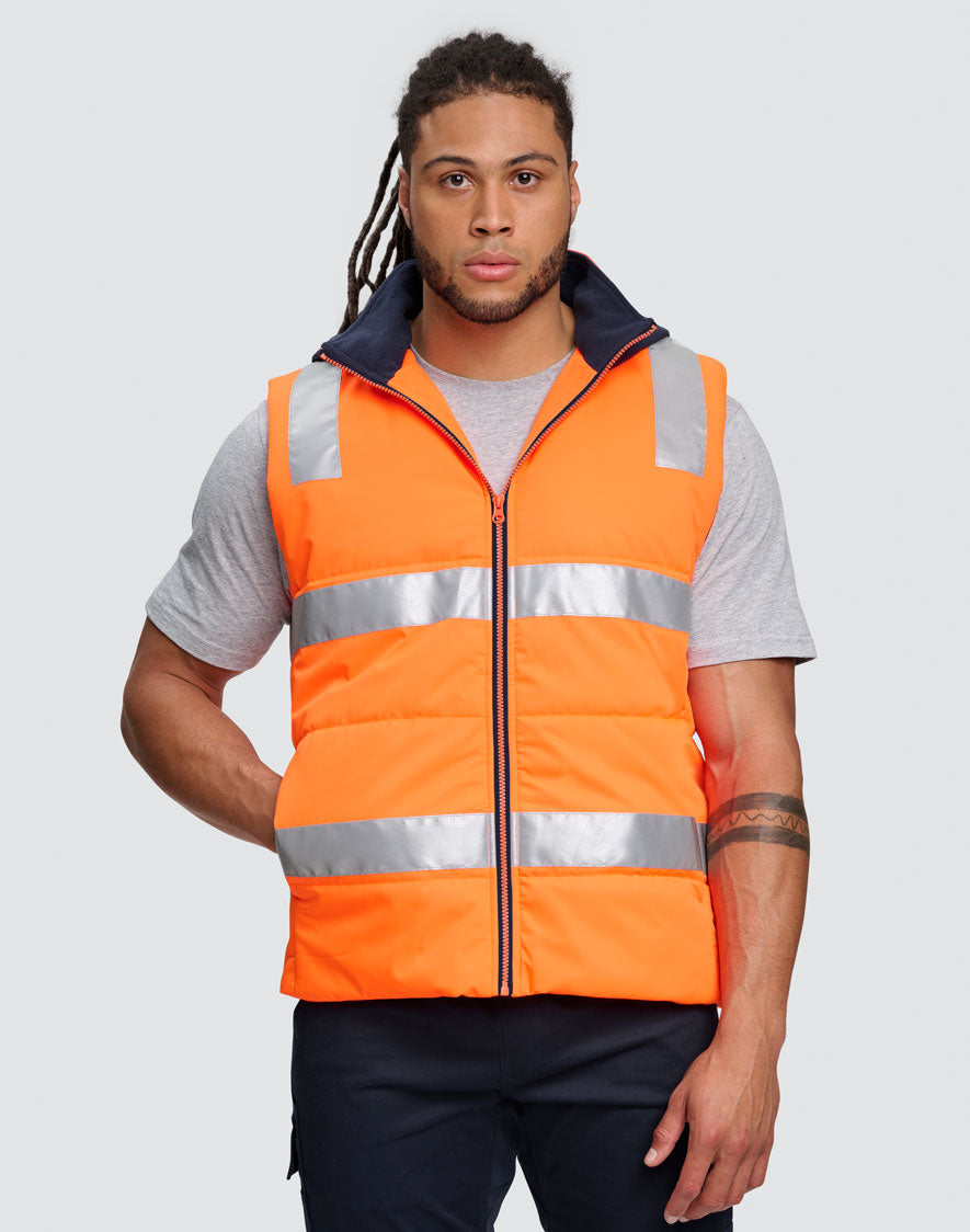 SW93 Unisex Hi Vis Hooded Puffer Vest