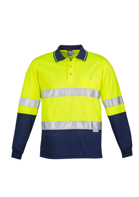 ZH235-Mens Hi Vis Spliced Polo - Long Sleeve Hoop Taped