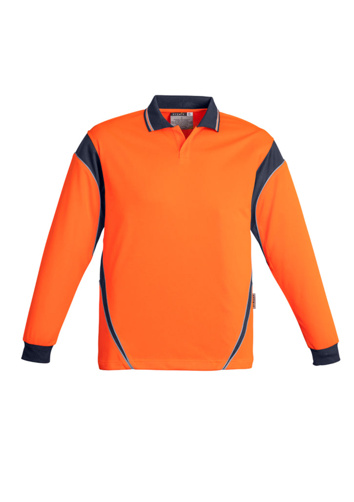 ZH249-Mens Hi Vis Aztec Polo - Long Sleeve