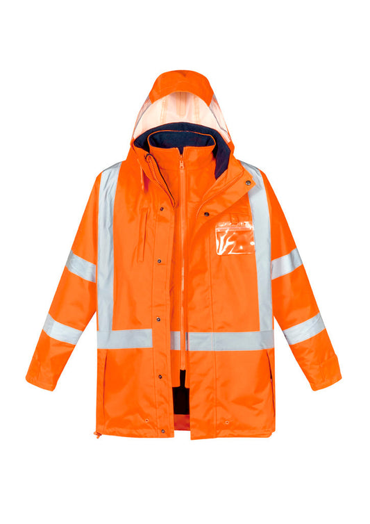 ZJ616-Mens Hi Vis X Back Taped 4 in 1 Waterproof Jacket