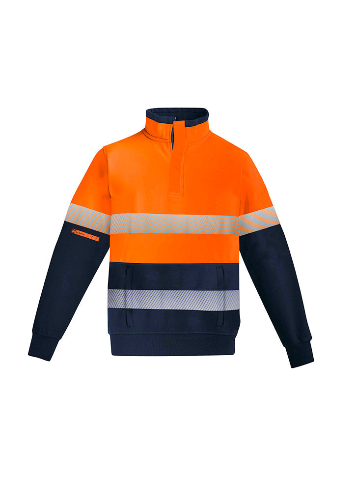 ZT150-Mens Orange Flame HRC 2 Hoop Taped 1/4 Zip Brushed Fleece