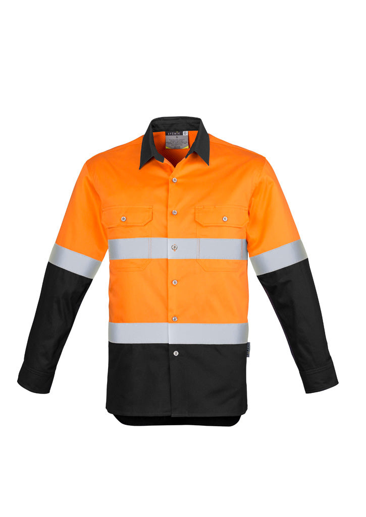 ZW123-Mens Hi Vis Spliced Industrial Shirt - Hoop Taped