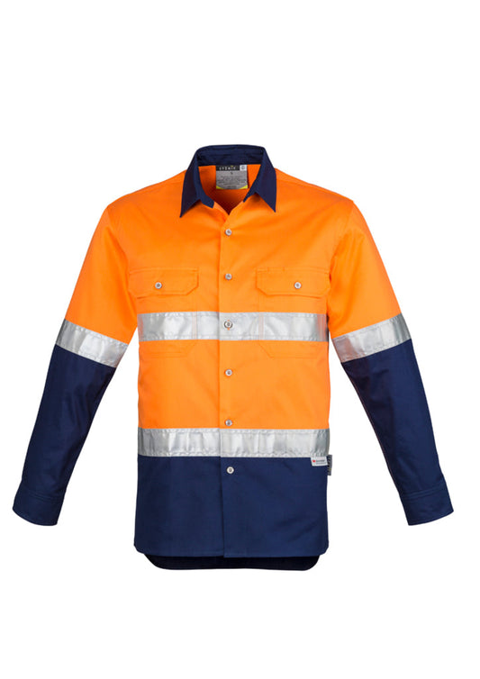 ZW123-Mens Hi Vis Spliced Industrial Shirt - Hoop Taped