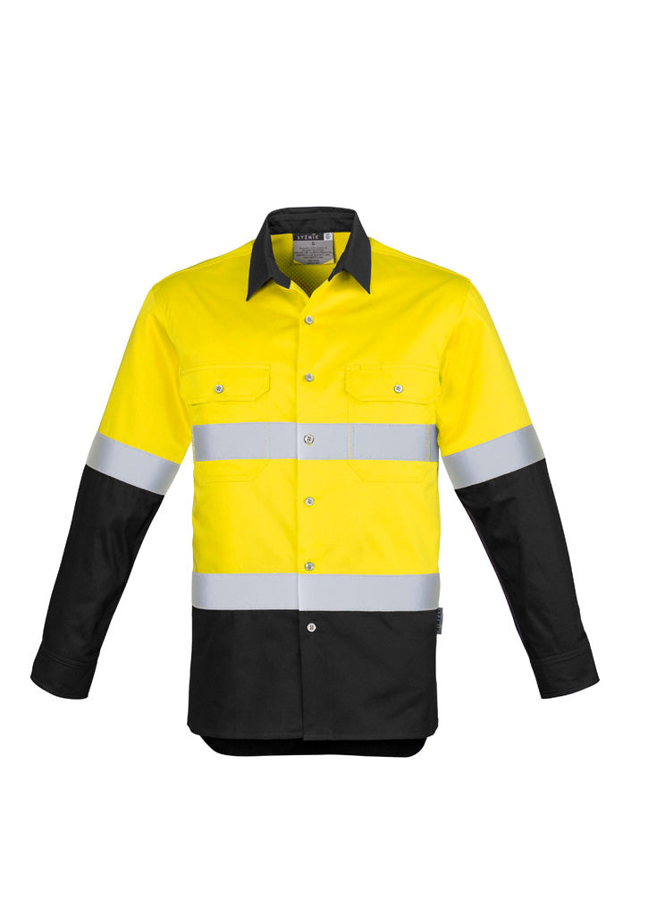 ZW123-Mens Hi Vis Spliced Industrial Shirt - Hoop Taped