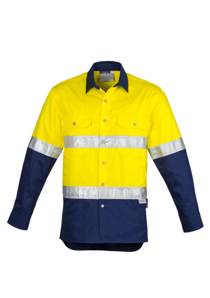 ZW123-Mens Hi Vis Spliced Industrial Shirt - Hoop Taped