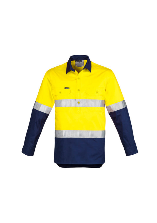 ZW550-Mens Hi Vis Closed Front L/S Shirt - Hoop Taped