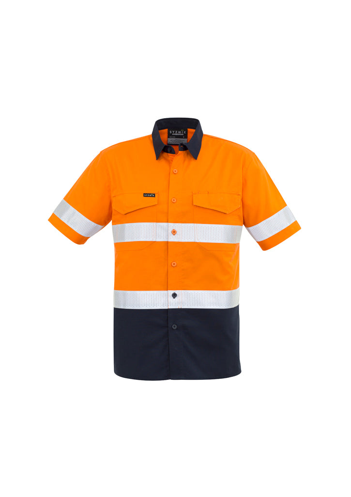 ZW835-Mens Rugged Cooling Taped Hi Vis Spliced S/S Shirt